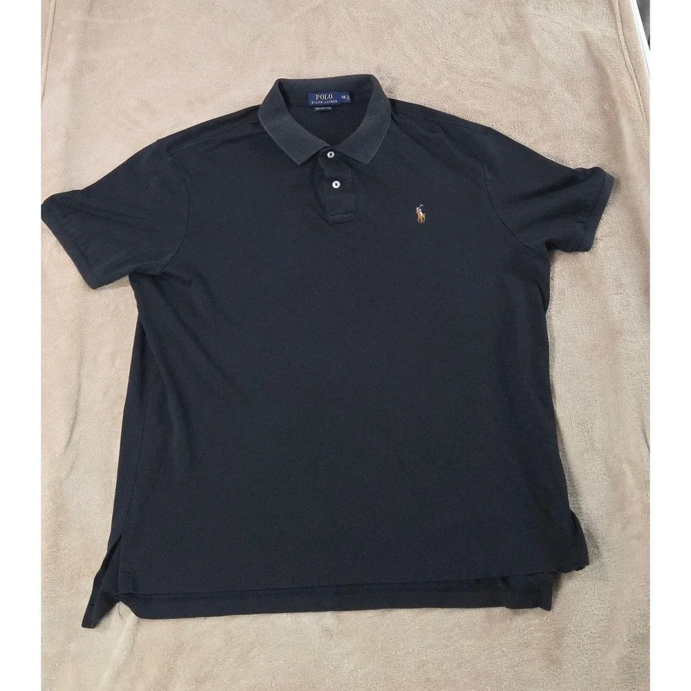 Polo ralph lauren pima soft touch shirt men size 2XL black polo flesh pony‎ S/S